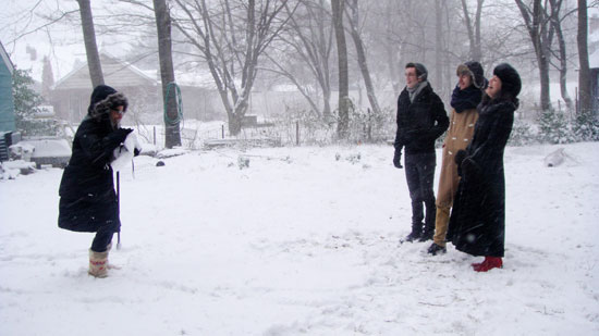 Making family portraits in the snow